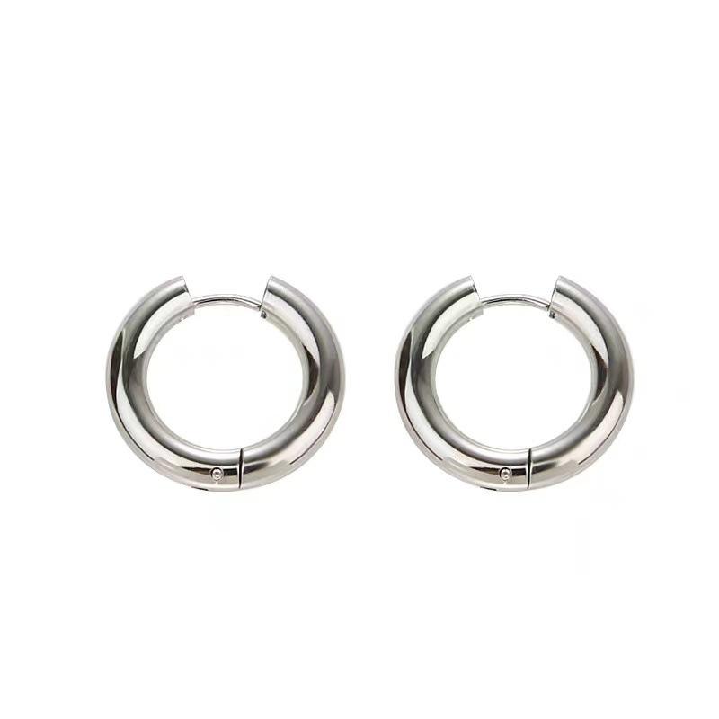 Stylish Elegant Sweet Biue Ceramic Heart Shape Pendant Earrings for Women Stainless Steel Double Ring Ear Cuffs Charm Jewelry