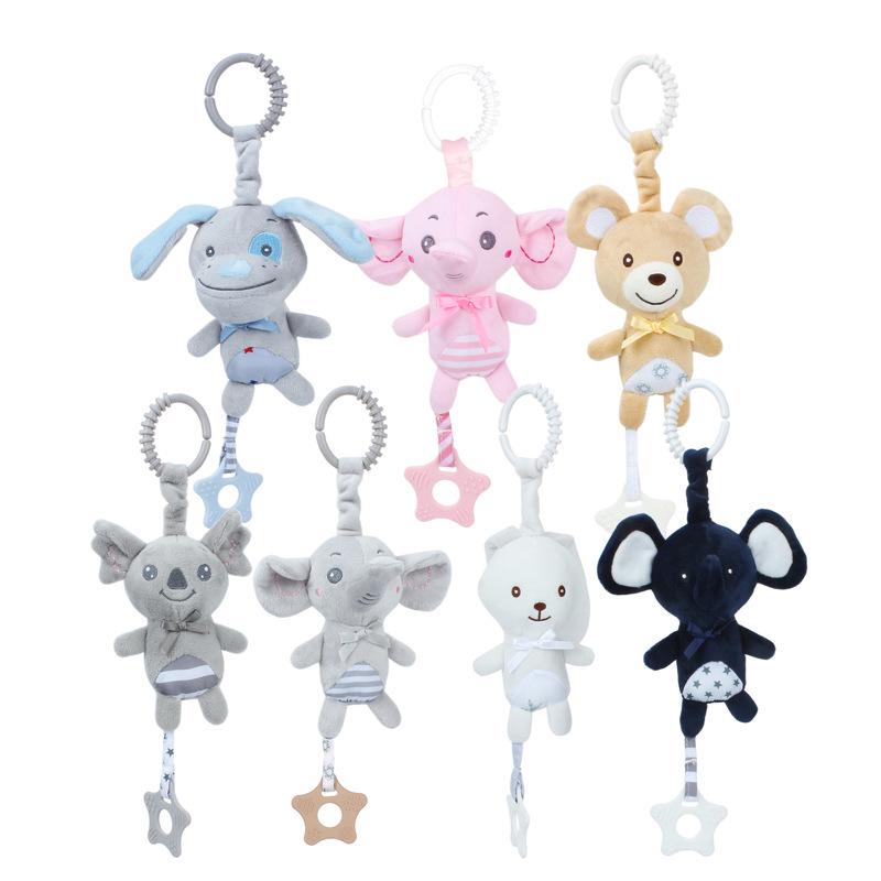 BBSKY Teether Pendant: Rabbit, Elephant, Koala with BB Squeaker & Copper Bell for Car.