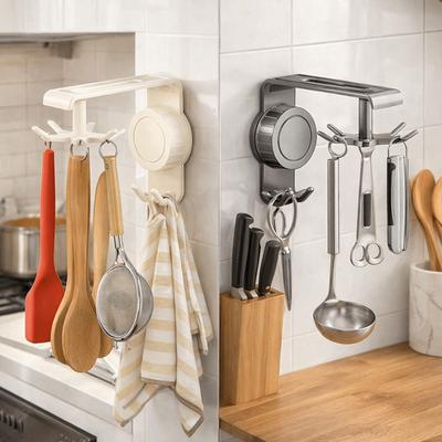 Wall Mounted Kitchen Hook Non Punching Spoon Hanging Rack Pot Shovel Spoon Storage Rack  Home