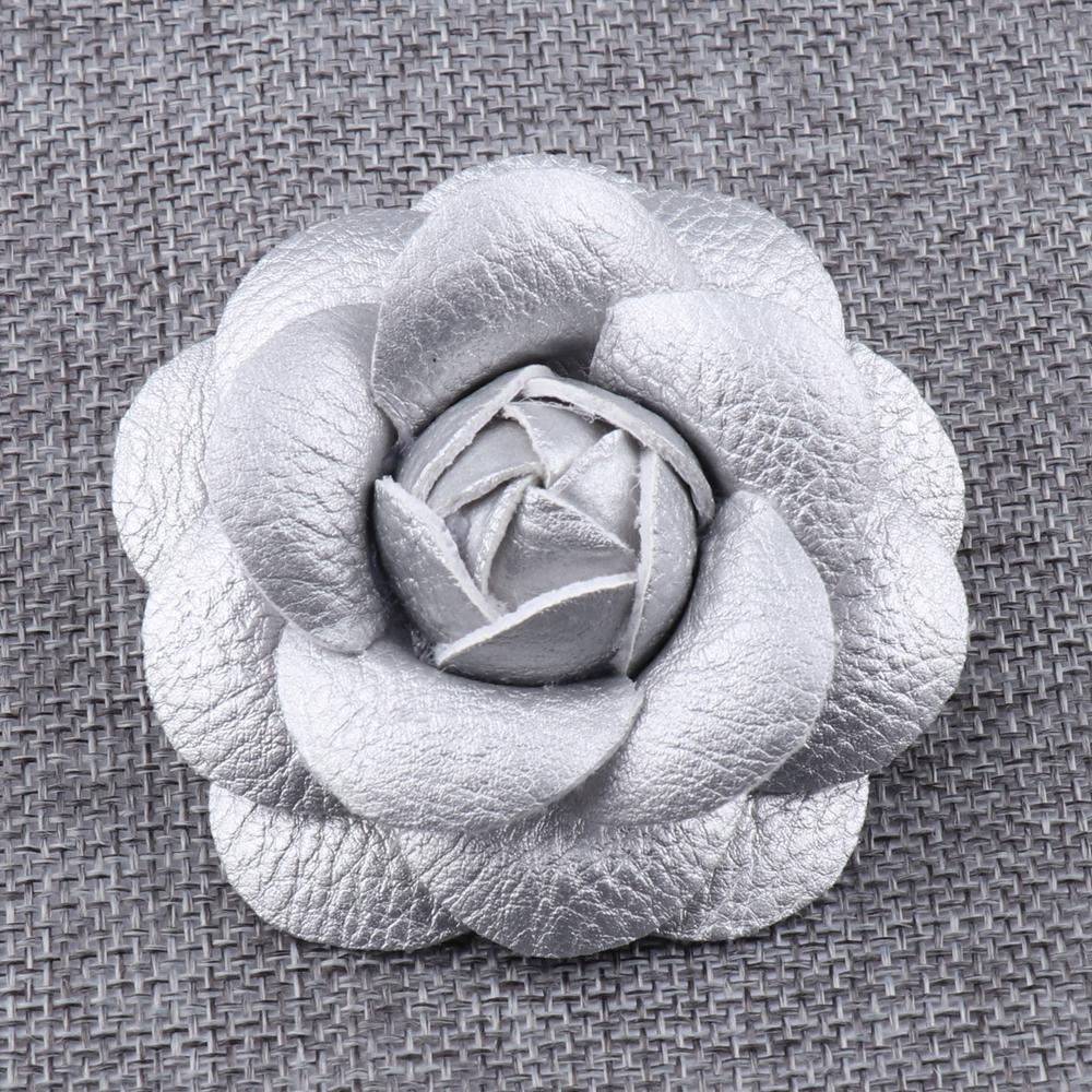 Pin Jewelry Women Accessories Gifts Brooch PU Leather Camellia Flower DIY Craft Supplies Corsage