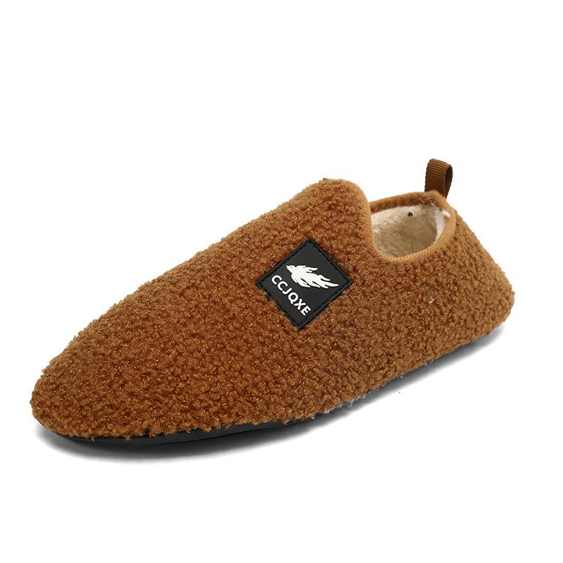Home cotton shoes indoor household plush slippers winter warm couple waterproof bag and cotton slippers