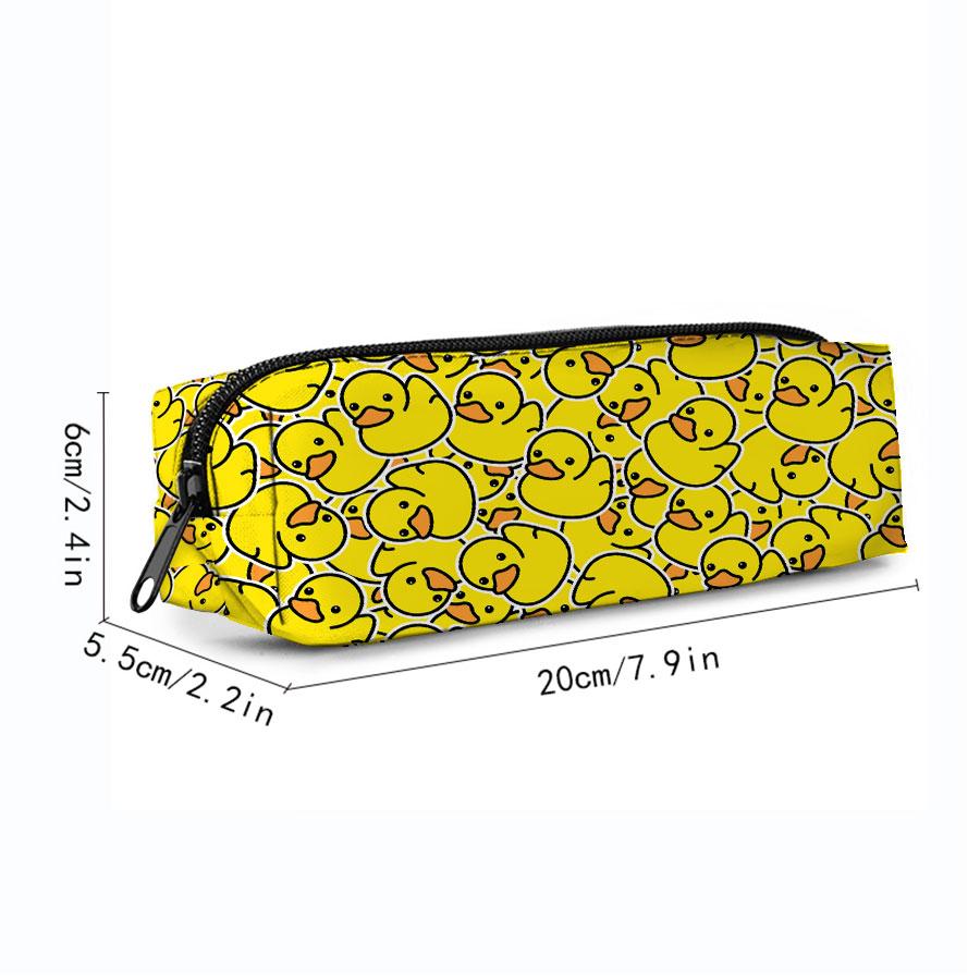 Hot Sales Yellow Duck Single Printed Pencil Case For Boy/Girls Children Best Gifts 2D Flat Cartoon School Supplies Pen Bag
