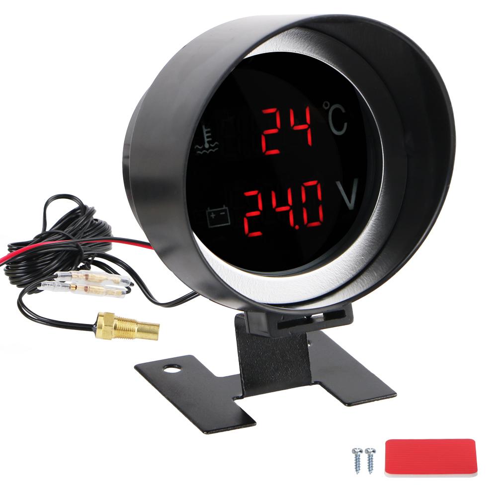 

Датчик температуры воды Автомобильные аксессуары Цифровая модификация автомобиля Панель приборов автомобиля Вольтметр Светодиодная подсветка Red Light