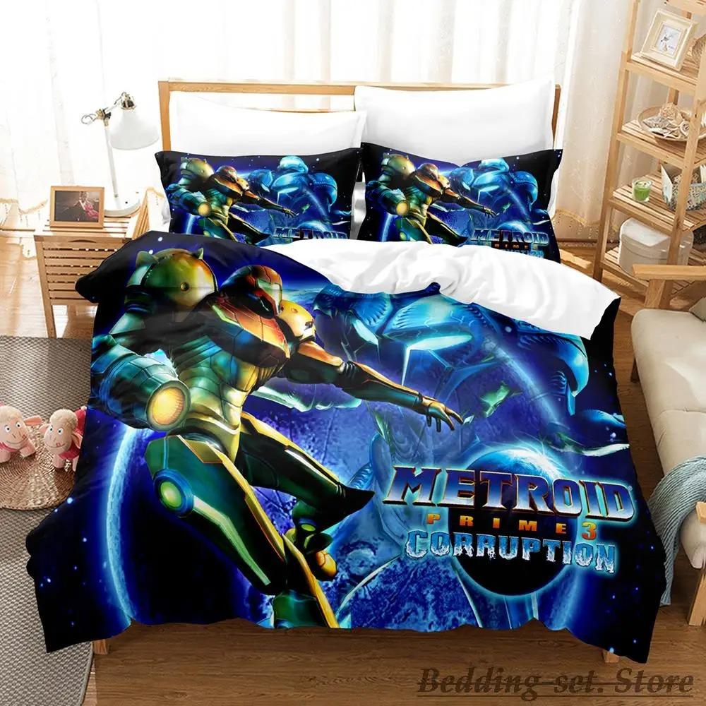 Metroid Prime Bettwäscheset Einzelbett Twin Full Queen King Size Bettset Erwachsener Kind Schlafzimmer Bettbezugsets Spiel parure de lit Bett