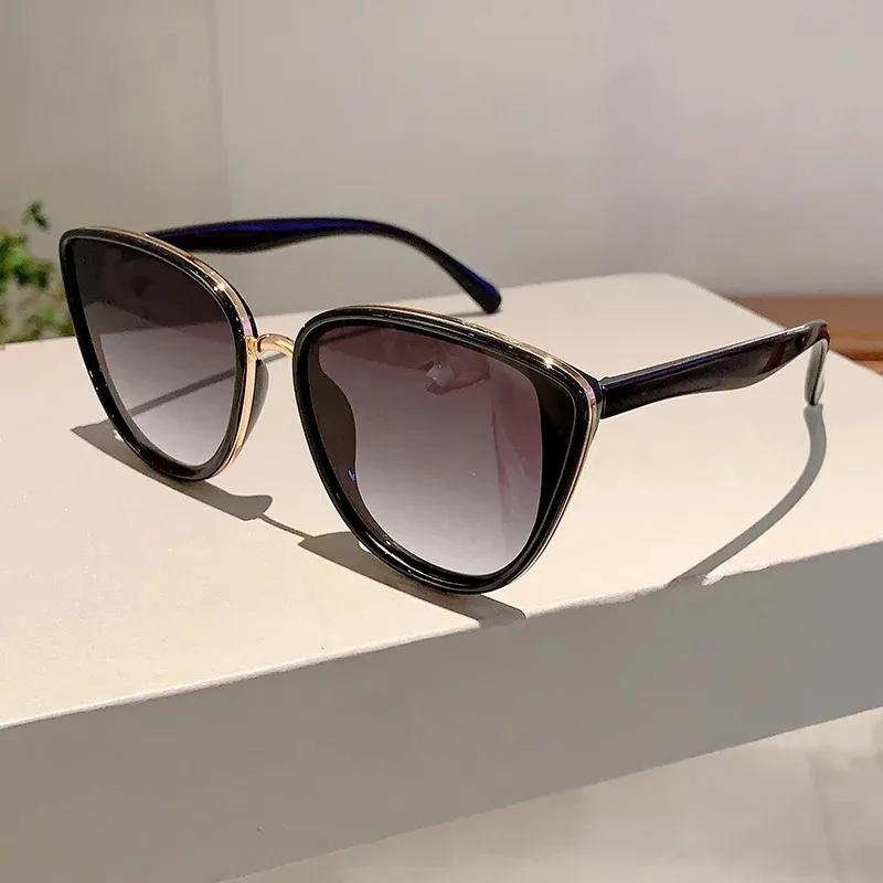 Luxury Designer Vintage Cat Eye Sunglasses for Women Men Trendy Punk Mirror Pink Shades Sexy Ladies Sun Glasses