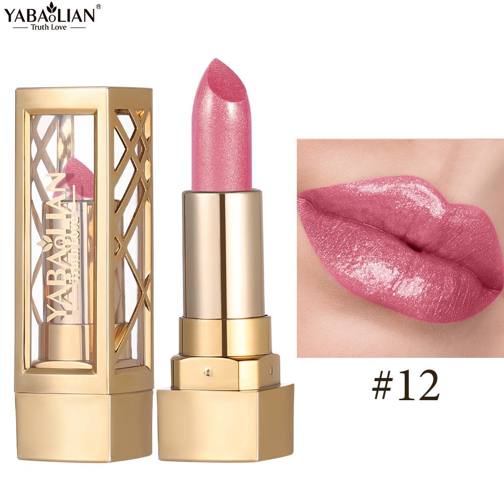 Batom perolado brilhante e veludo com microglitter colorido e batom à prova d'água com espelho perolado e esmalte labial hidratante nude fosco