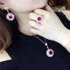Purple Gold Redstone Ring Women'S Color Gold-Plated Rose Gold Exquisite Diamond-Set Adjustable Ring