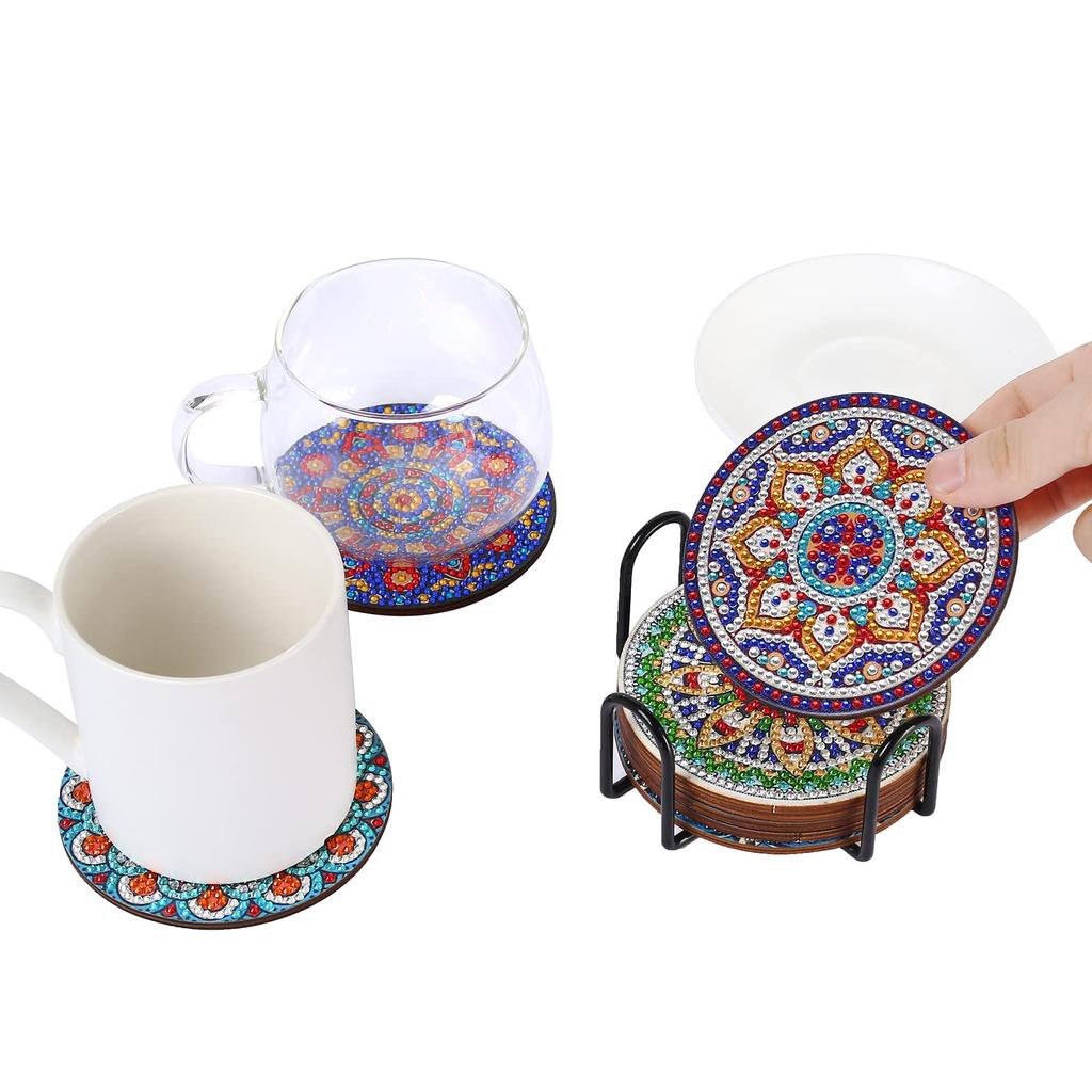 Diamond Art Coaster Bead Diamond Art DIY Diamond 5D Diamond Painting Kit with Coaster Craft Popular for and Handmade Art Craft Supplies C