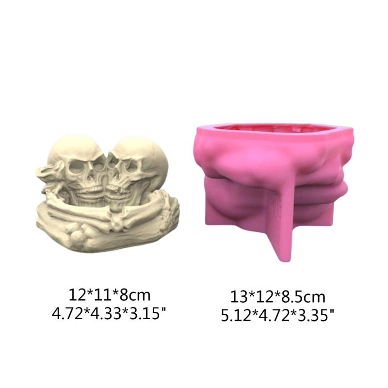 DIY Resin Vase Mold Succulent Flower Pot Silicone Mold Ashtray Molds Halloween Skull Shape Planter Pot Mold Handmade