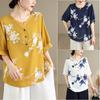 DIMANAF 2026 Plus Size Summer Women Blouse Shirts Tunic Oversize Loose Casual Fashion Lady Tops Tees Floral