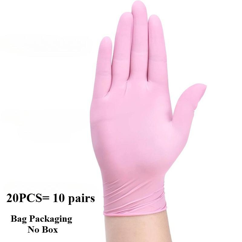 10/20/50/100PCS Pink Gloves Disposable Nitrile Gloves Powder Free for Household Cleaning Beauty Salon Working Kitchen Gloves 6