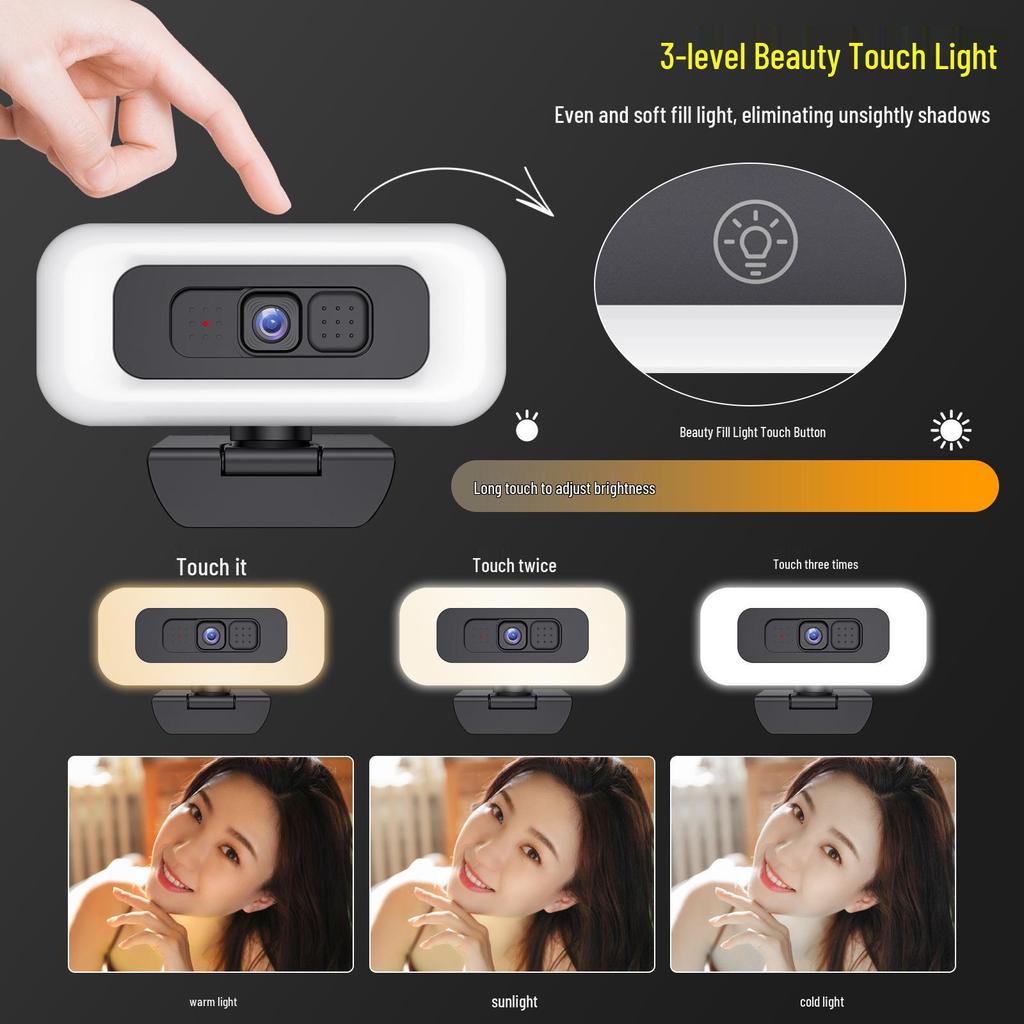 B21 4K USB Camera with Fill Light for Streaming & Conferences