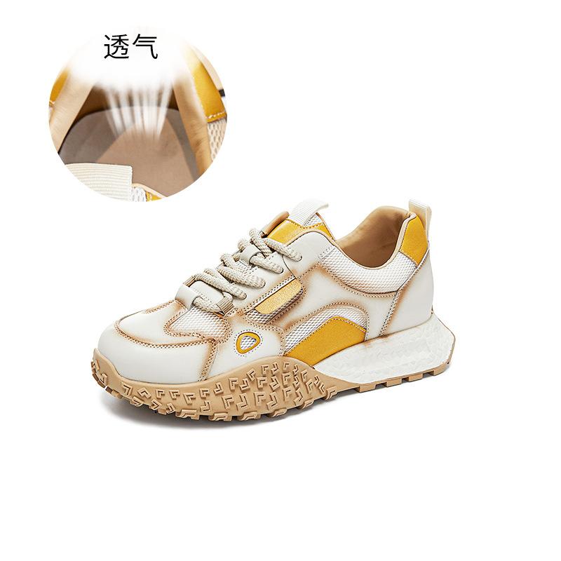 

Leather dad shoes women s 2025 spring and summer new thick-soled heightening breathable sports shoes retro versatile casual Forrest Gump shoes 34