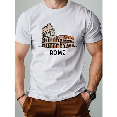 Europäische Größe Colosseum Rom reines Baumwoll-T-Shirt für Herren Komfort-Passform