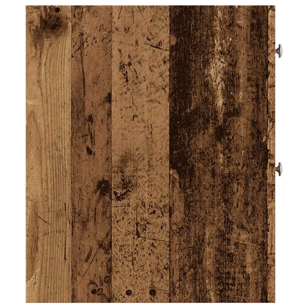 Narrow Bathroom Cabinet with Casters Rustic Wood Look Particleboard