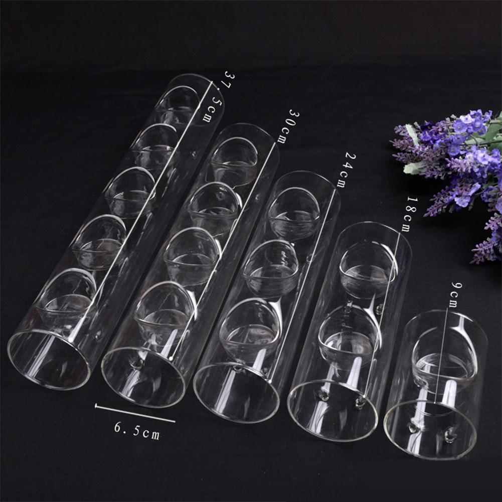 Stylish Crystal-like Glass Tube-shape Candle Holder Romantic Candlestick Home Cafe Wedding Candlelight Dinner Decoration