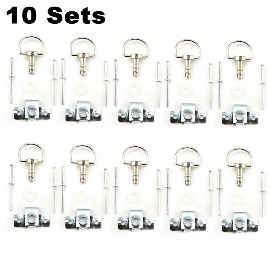 10 Sets 17mm Motorcycle Quick Release D-RING 1/4 Turn Race Fairing Fasteners New