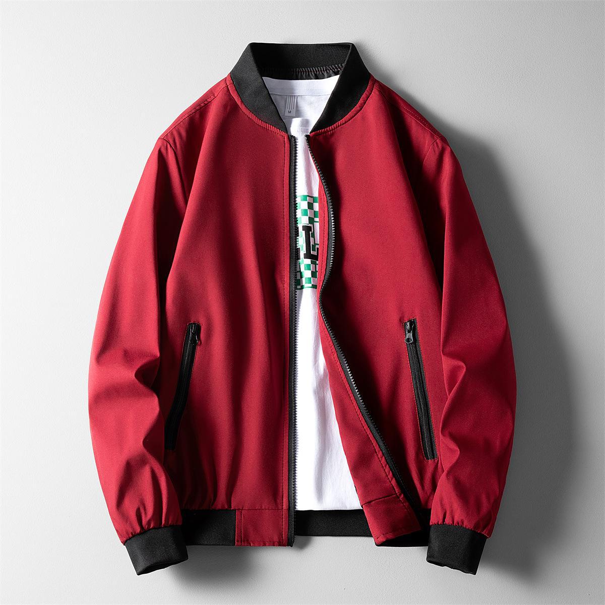 

Чоловіча повсякденна куртка пілота на блискавці весна/осінь у корейському стилі 229A XXXXL червоний