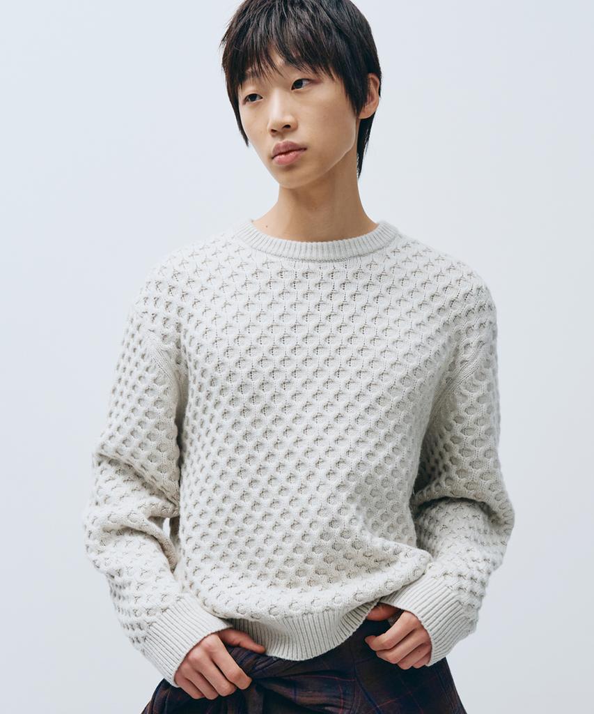 INTEMPOMOOD Croffle Round Neck Knit_Ivory