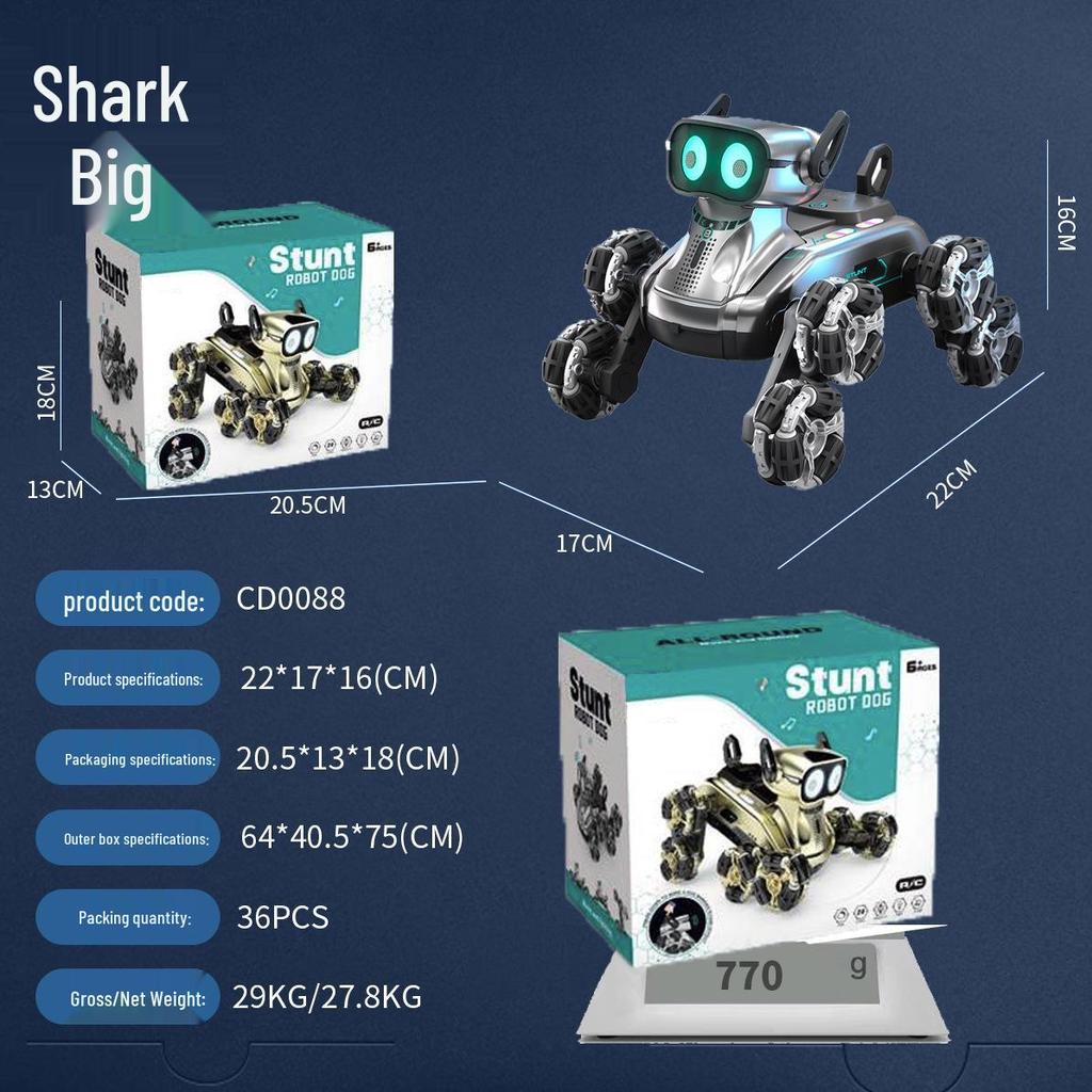 Kids' Remote Control Robot Dog Toy: Intelligent Electric Stunt Car with Eight Wheels