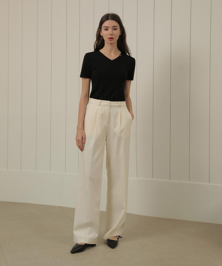 NON AND NON Classic One Tuck Slacks_Nssl462 (Cream)