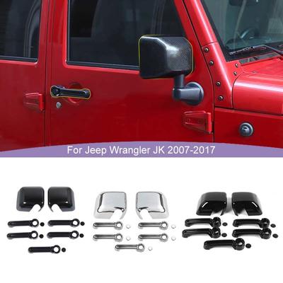 ABS Rückspiegel Gehäuse Türgriff Dekoration Abdeckung Aufkleber Trim Für Jeep Wrangler JK 2007-2017 4-tür Version Auto Außen Zubehör