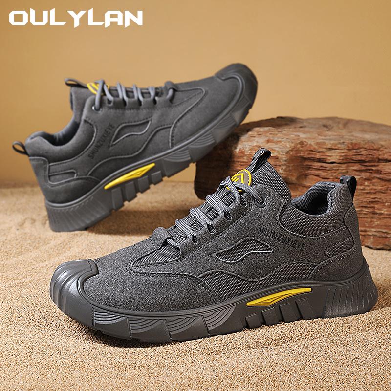 Oulylan New Men's Work Safety Waterproof Boots Steel Toe Anti-Puncture Breathable Lightweight Anti-Slip Durable Labor Protectio