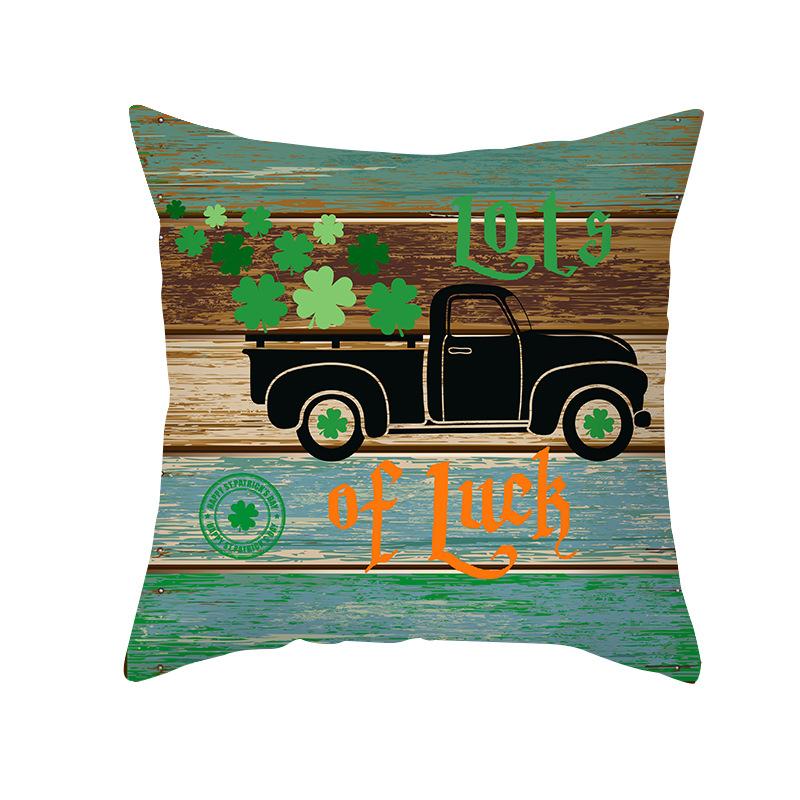 St. Patrick's Day Pillow Cover Nordic Green Four-leaf Clover Sofa Cushion Cover Peach Skin Pillow Cover