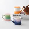 Nordic Gradient Ceramic Tea Cup with Lid - Exquisite Couple Souvenir for Office or Home