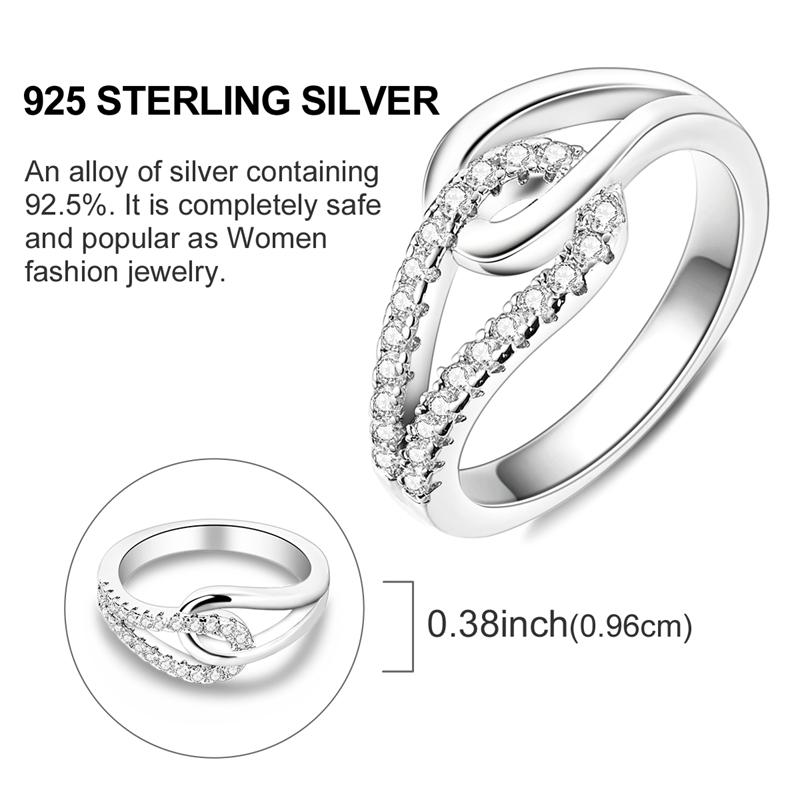 Silver Plated Sparkling Love Rings Zircon Winding Line Geometric Rings For Women Engagement Jewelry Anniversary Gift