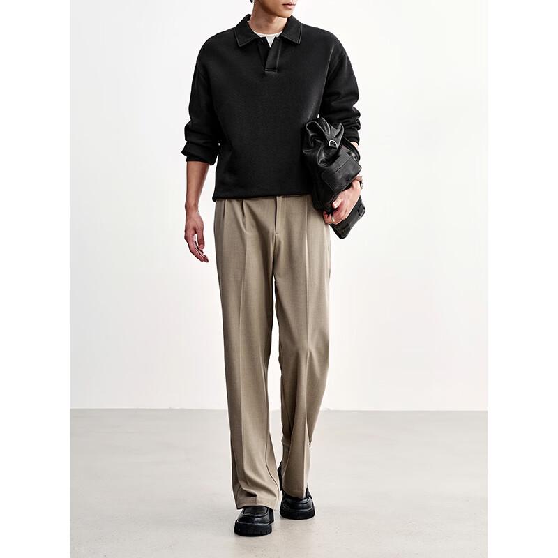 HAUT TON Men's Straight-Leg Linen-Blend Business Casual Pants