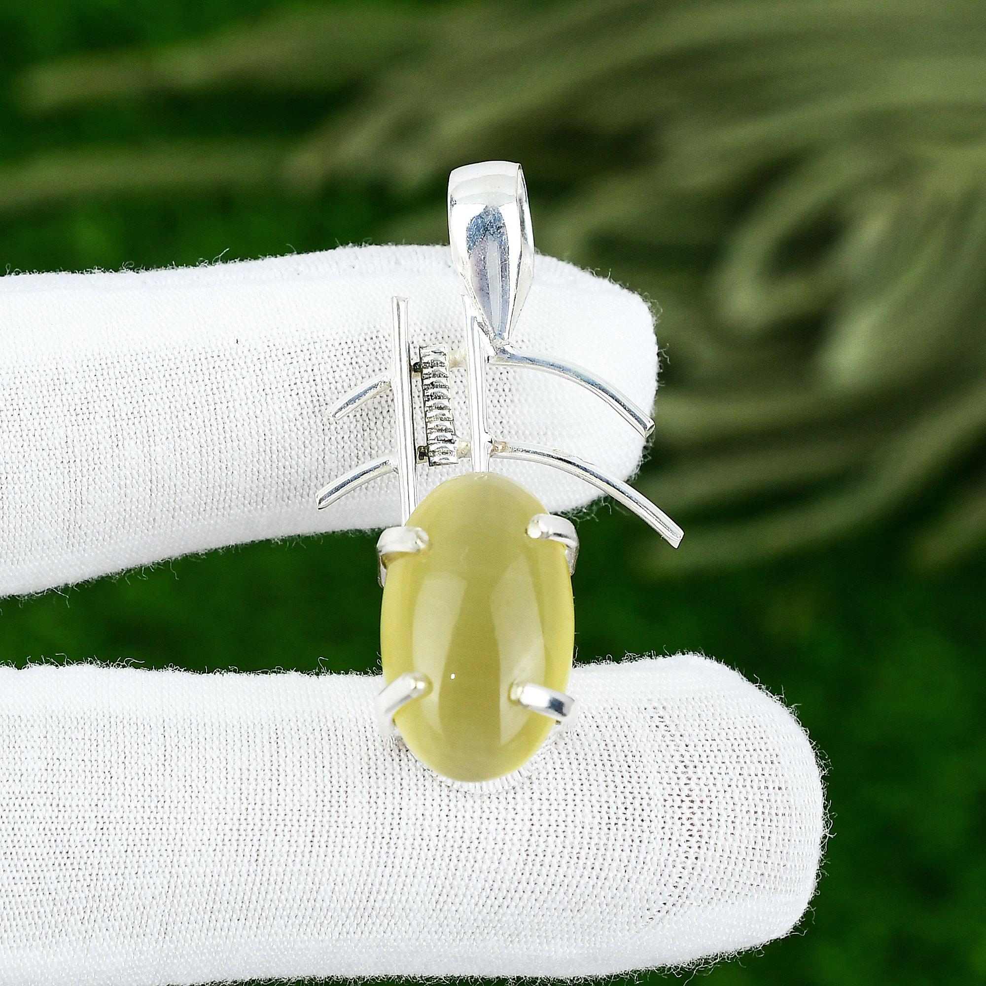 

Овальный Хризоберилл Драгоценный камень Уникальный Юбилейный Подвеска на День рождения Стерлинговое серебро