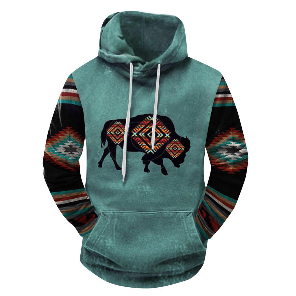 Volný pánský a dámský svetr s dlouhým rukávem a kapucí s módním potiskem