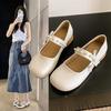Bow French Mary Jane Shoes Women's 2025 New Late Evening Wind Flat Shoes with Skirts Soft-soled Doudou Shoes