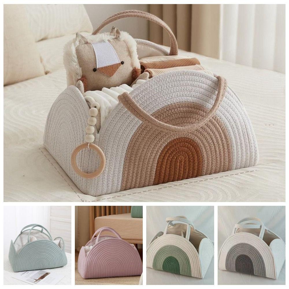 Handtasche für Mütter mit großem Fassungsvermögen, multifunktionaler Windelorganisator, tragbarer gewebter Korb, Damen