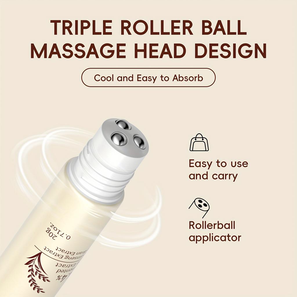 Cremă de ochi cu orez LAIKOU, Aplicator cu bilă, Esență de orez fermentat, cu Niacinamidă și Acid Hialuronic, Portabilă pentru călătorii, Utilizare zilnică și de somn