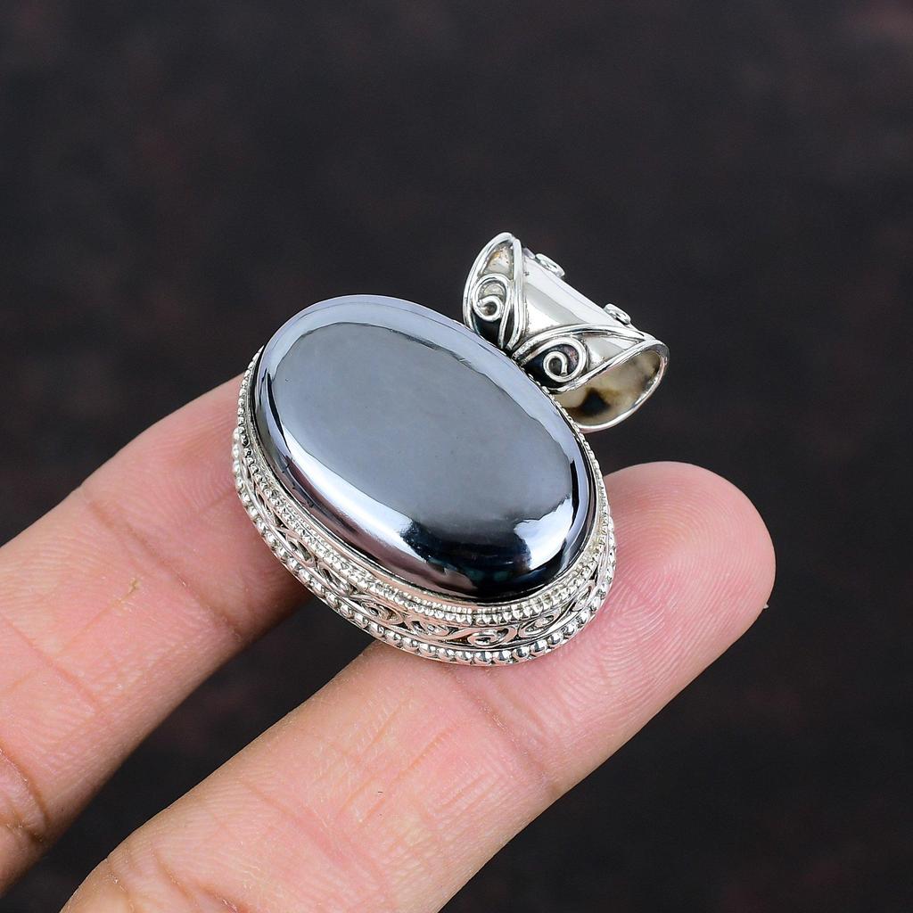 Shungite Pendant Genuine Gemstone Pendant 925 Sterling Silver Pendant Handmade Jewelry Dainty Vintage Pendant Gifts For Mom Amazing Jewelry