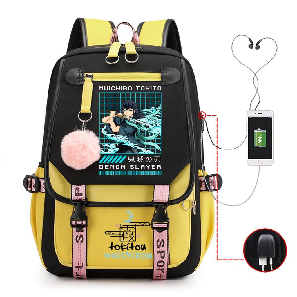 Anime Peripheral Backpack College Wind Junior High School Student High School Student with USB Multifunctional Student School Bag