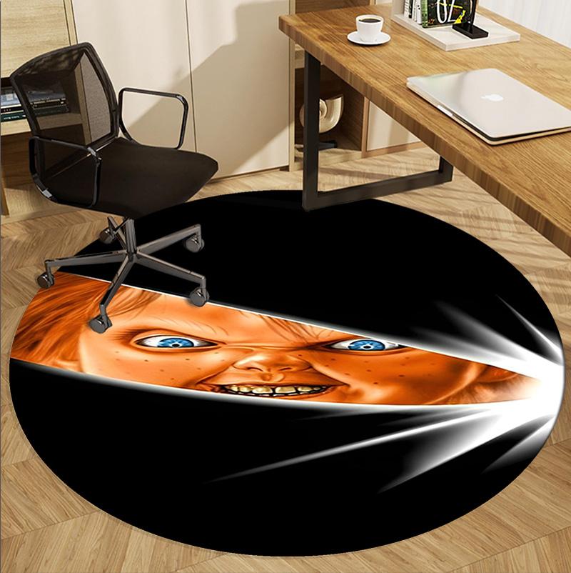 Chucky Pattern Round Rug, Indoor/Outdoor Mat, for Picnic, Gameroom, Bedroom, Office, Living Room, Home Decor Carpet, Birthday Gift