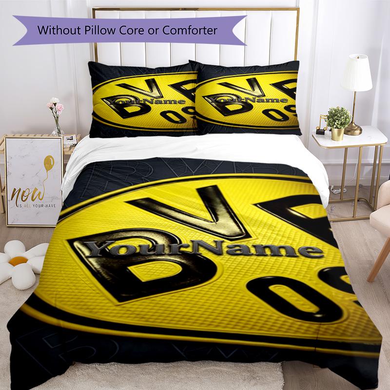 Borussia Dortmund Customize Your Name Bedding Set Breathable Duvet Cover with Pillowcases Home Decoration Birthday Gift