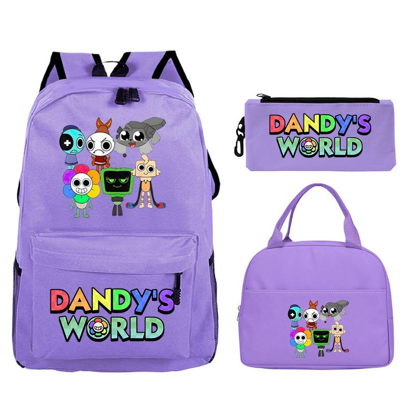 New Dandy's World Game Merchandise Cartoon Printing Student Schoolbag Foreign Trade Pencil Bag Meal Bag Set