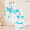 Women Plus Size Purple White Printed Round Neck Long Sleeve High Low Top Wide Leg Pants Two Piece Set