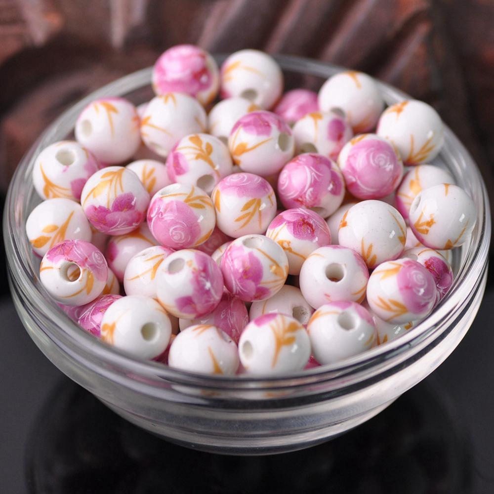 

20 шт. Круглые бусины-разделители из керамического фарфора с цветочными узорами, 10 мм, 12 мм, лот для DIY поделок, браслетов, аксессуары для изготовления ювелирных изделий 12mm-20pcs
