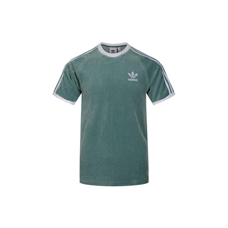 adidas originals Cozy Tee Casual Round Neck Loose Logo Stripe Short Sleeve Green Men s DV1623 XS