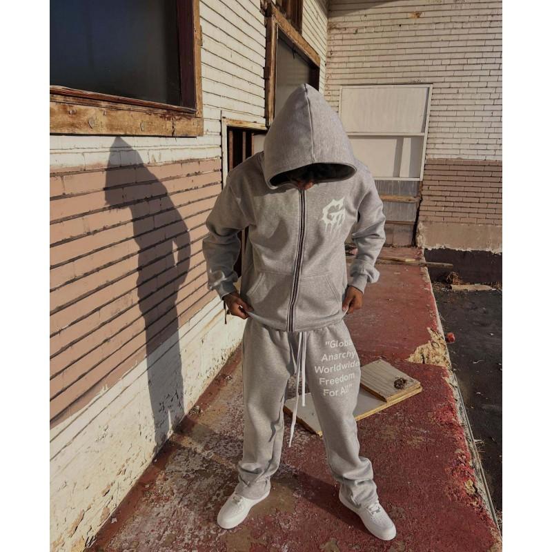 Streetwear Y2K Thorn Hoodie Sweatpants Set Trendy Printed 2-Piece Young Adults