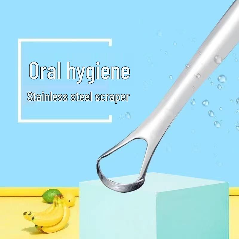 Stainless Steel Tongue Scraper & Breath Freshener Brush