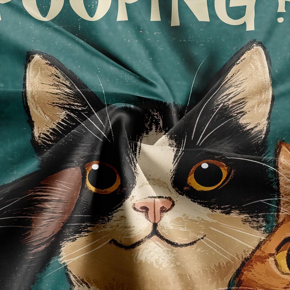Funny Cat Vintage Shower Curtain, Are You Pooping Curious Kitty Fun Whimsical Shower Curta, Fancy Humor Cat Polyester Fabric