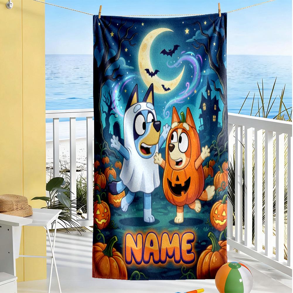 Halloween Friends Costumes Personalized Text Beach Towel High Absorbency & Quick-Dry