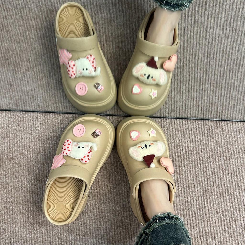 Thick-soled Cute Hole Shoes Two and a Half Slippers Women's Summer Wear 2025 Spring and Summer New Small Bag Head Cool Slippers