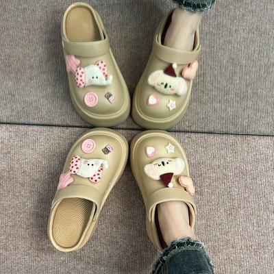 Small Hole Shoes Two and a Half Slippers 2025 Spring and Summer New Thick-soled Cute Bag Head Cool Slippers Women's Summer Outer Wear